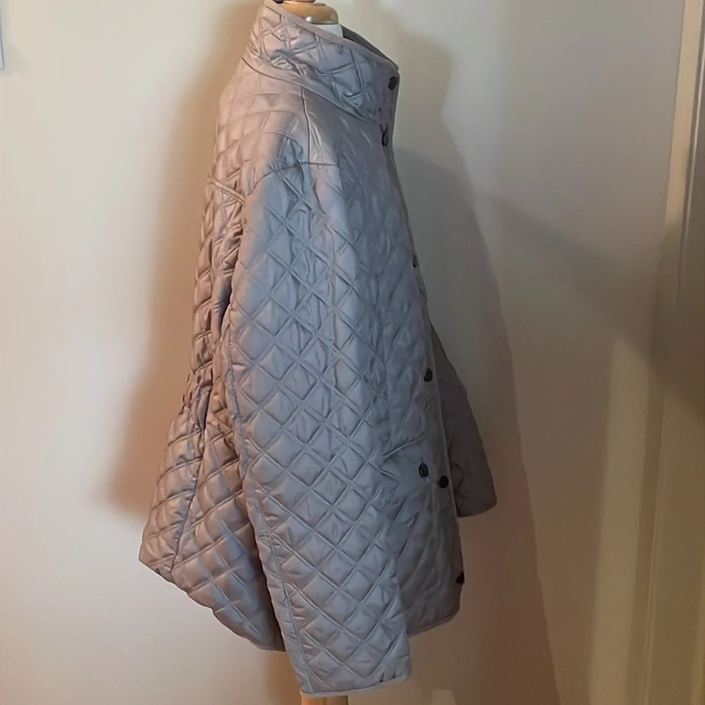 EUC~Woman’s Large Lucky Brand Tan 2 Pocket/Zippered/Snap Front Puffer Coat - Picture 2 of 10